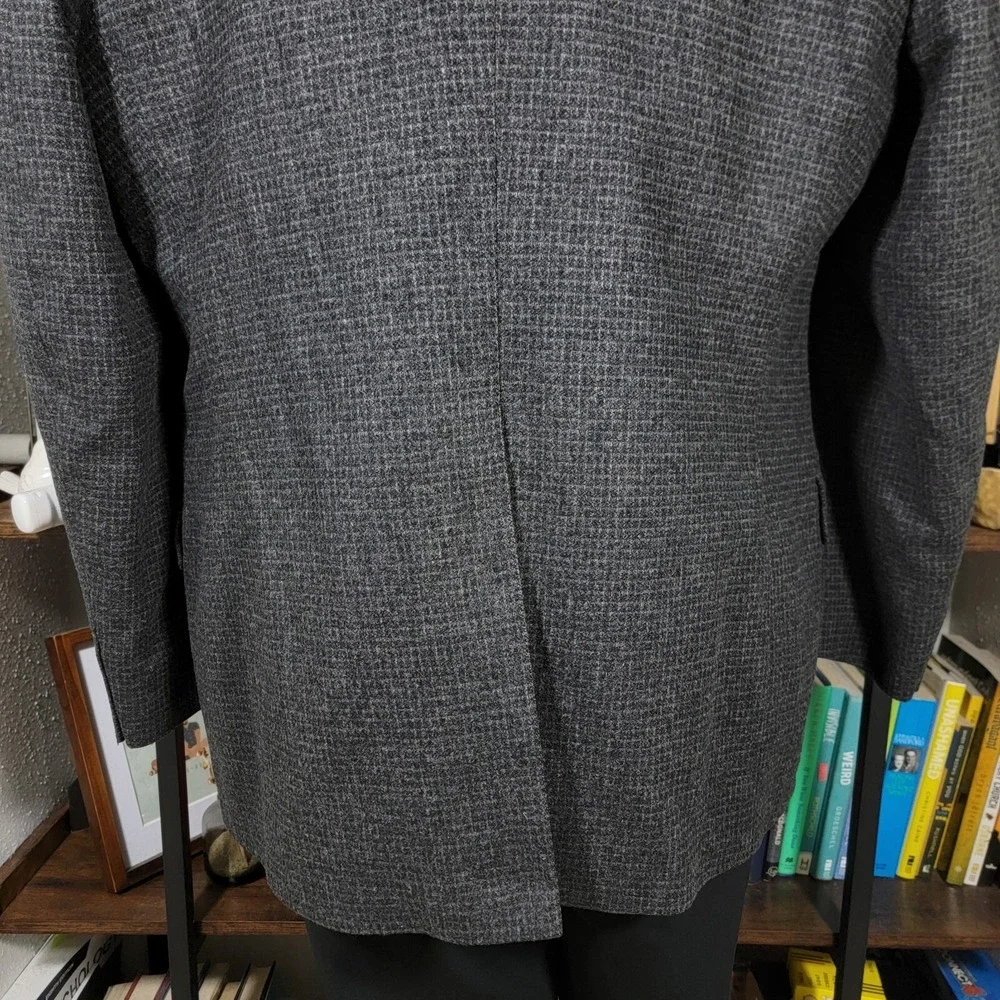 VTG John Weitz Signature Collection‎ Men's Tweed Sport Coat Charcoal Checked 46R
